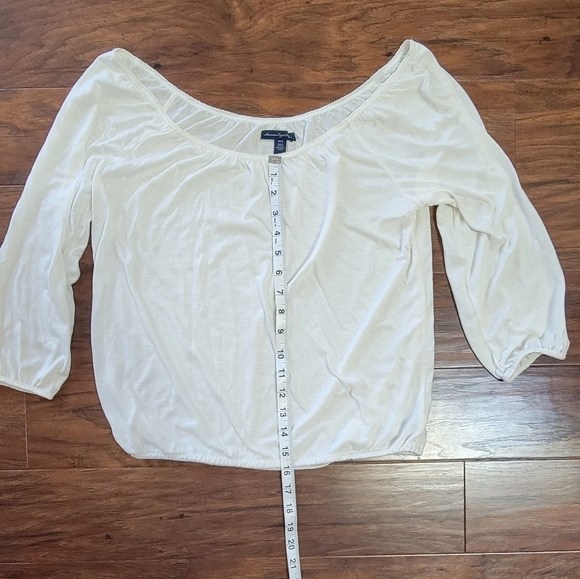 American Eagle Off The Shoulder Flowy Size Medium Off-White Blouse - Picture 8 of 8